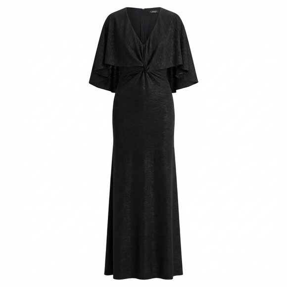 Lauren Ralph Lauren Dresses & Skirts - Lauren Ralph Lauren Metallic Knit Twist‑Front Cape Gown Women’s